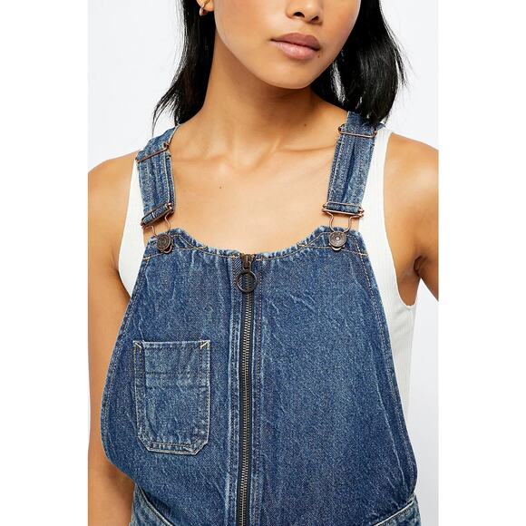 MSRP $108 NEW Free People Sunkissed Short Overalls Size 4 SAME DAY SHIP - Picture 4 of 8